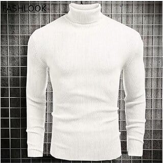 Fashlook Solid Full Sleeve Casual White Sweaters For Mens