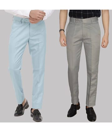 Kundan - Multicolor Cotton Blend Regular - Fit Men's Formal Pants ( Pack of 2 )
