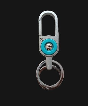 Stylish Metal Key Chain V03 with Turquoise Accent - Durable and Compact Key Holder Stylish Metal Key Chain V03 with Turquoise Accent - Durable and Compact Key Holder