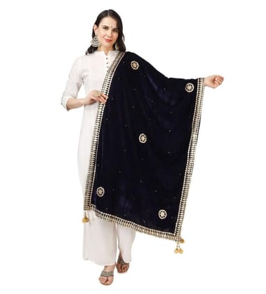 Women's Velvet Gotta Patti Dupatta (Blue)-PID46944