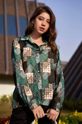 Patch Regular Fit Casual Shirt-XXS / Fern Green / SH004-DPLZ005-1.75-NILL-NILL-NILL-NILL-THB004-FS003-NILL-BT002-10
