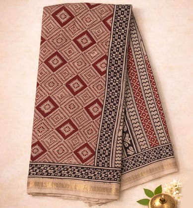 Bagh Print Maheshwari Cotton-Silk Saree – Hand Block Printed Bagh Print Maheshwari Cotton-Silk Saree – Hand Block Printed