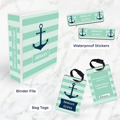 Nautical Anchor Stationery Set (kids)-Nautical Anchor Mint / Mini Set