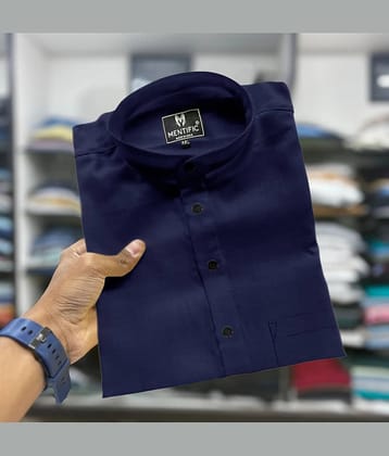 MENTIFIC Navy Blue Cotton Blend Men's Regular Kurta ( Pack of 1 )