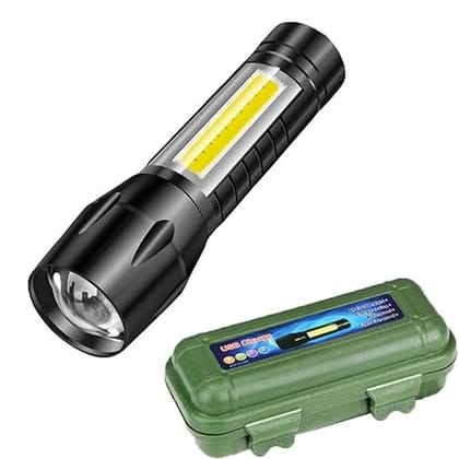Fuel Saver Indias - Rechargeable Flashlights Super Bright Flash Light, Small Zoomable 3 Lighting Modes, Portable Tactical Flashlights (Battery Included) Qty 2 nos in Pack
