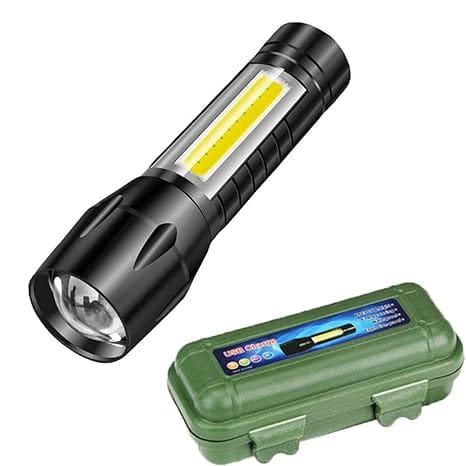 Fuel Saver Indias - Rechargeable Flashlights Super Bright Flash Light, Small Zoomable 3 Lighting Modes, Portable Tactical Flashlights (Battery Included) Qty 2 nos in Pack
