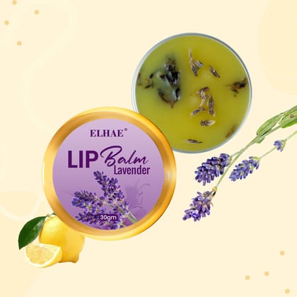 ELHAE Moisturizing Lip Balm with Organic Oils Made With Desi Ghee| Glossy Sheen in Lavender Flavor | Rich, Buttery Texture for Ultimate Hydration & Protection - 30g