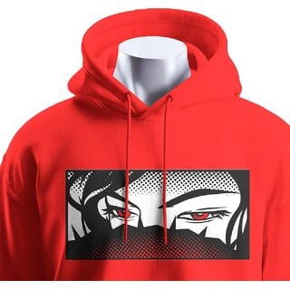 BULL CLOTHING Men's Mysterious Eyes Red Hoodie Graphic Design  280 GSM Fleece for Softness and Comfort (M)