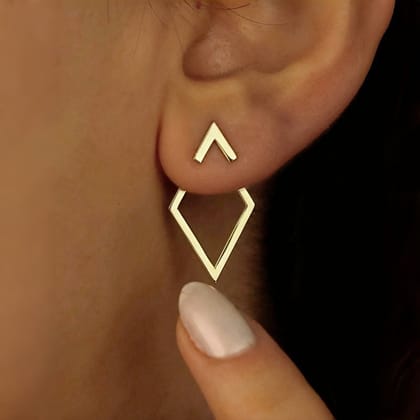 Arrow Rhombus 18K Gold Dangler Drop Earring For Women