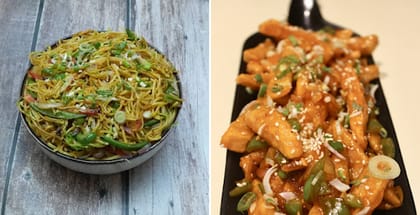 1 x Veg. Noodles, 1 x Honey Chilli Potatoes, 1 x Hot & Sour Soup (Chicken)