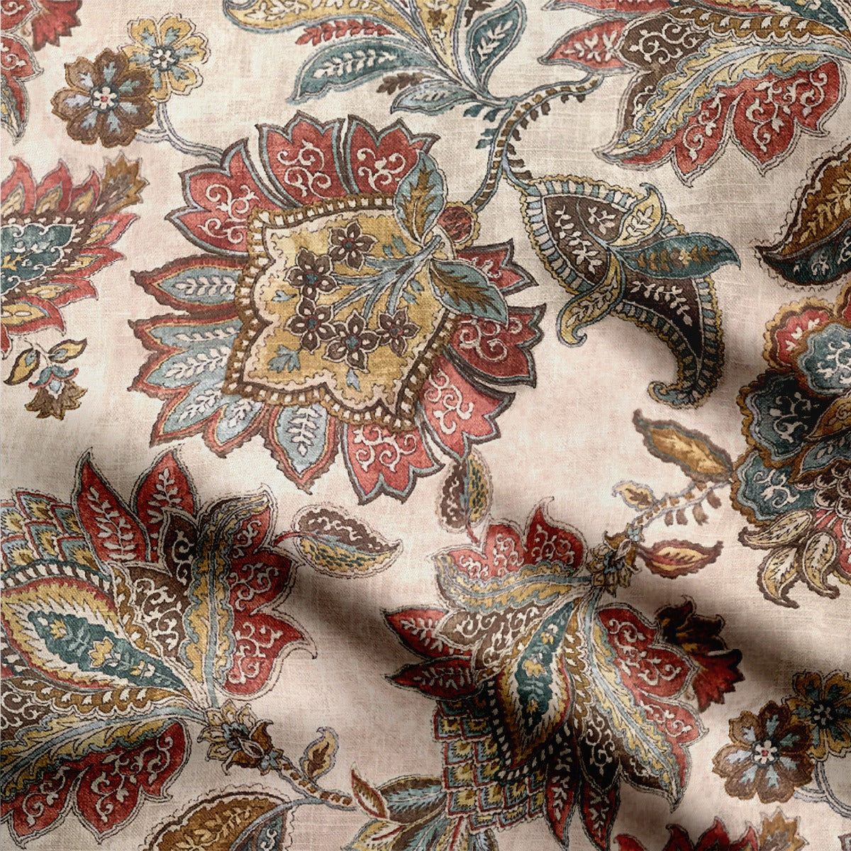 Peach kalamkari Chinnon Chiffon Fabric