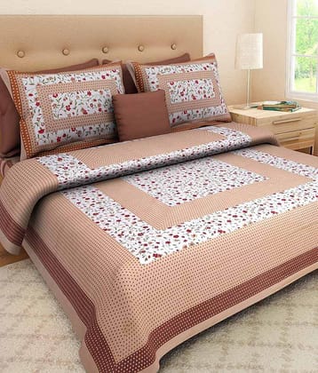 Uniqchoice Cotton Double Bedsheet ( Beige )