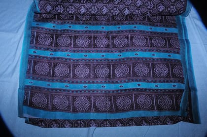 Elegant Blue Black Saree with Intricate Design