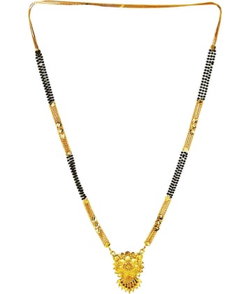 shankhraj mall gold plated black bead long mangalsutra for women-100139