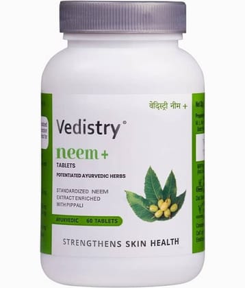 Vedistry Neem+ Tablets Promotes Skin Health Control Acne Natural Blood Purifier 60 Tabs (Pack Of 1)