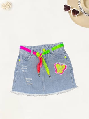Girls Funky Skirts [GS-934] [9M-13Years]-2-3Y (Size - 20) / Blue / Denim