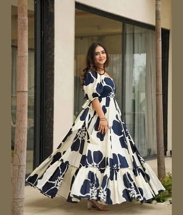 Sheetal associates Women Polyester Printed Fit & Flare Dress ( Blue )