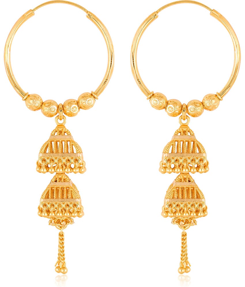 VIVASTRI Golden Jhumki Earrings ( Pack of 1 )