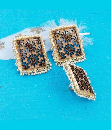 SILVER SHINE Stud Earring Set & Adjustable Finger Ring With Earring For Women Girl