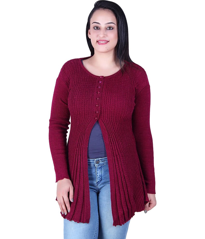 Ogarti Acrylic Purple Buttoned Cardigans - Single