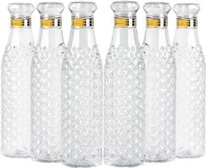 Crystal Clear Water Bottle For Fridge, Home Office Gym School | 1000Ml | Set Of 6 Pcs Crystal Clear Water Bottle For Fridge, Home Office Gym School | 1000Ml | Set Of 6 Pcs