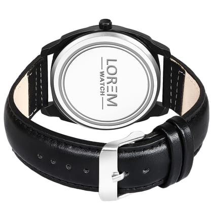 LOREM Black Cubic Designer Printed Dial Analog Watch for Men LR88-UF