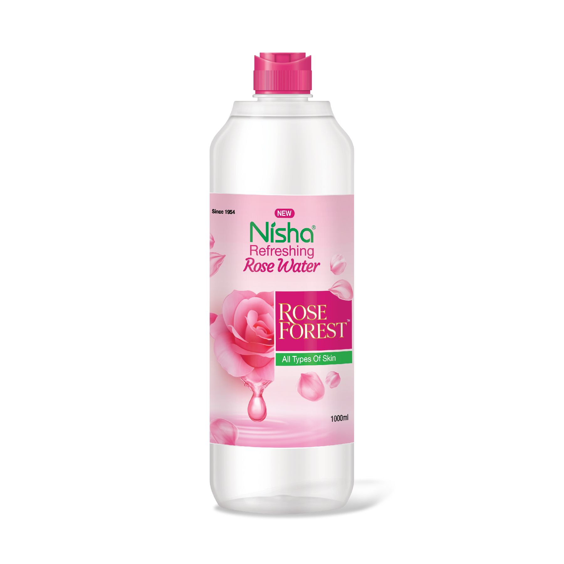 Nisha Refreshing Rose Water for Face 1000ml, Rose Water Face Toner for All Skin Types, Makeup Remover Gulab Jal for Face