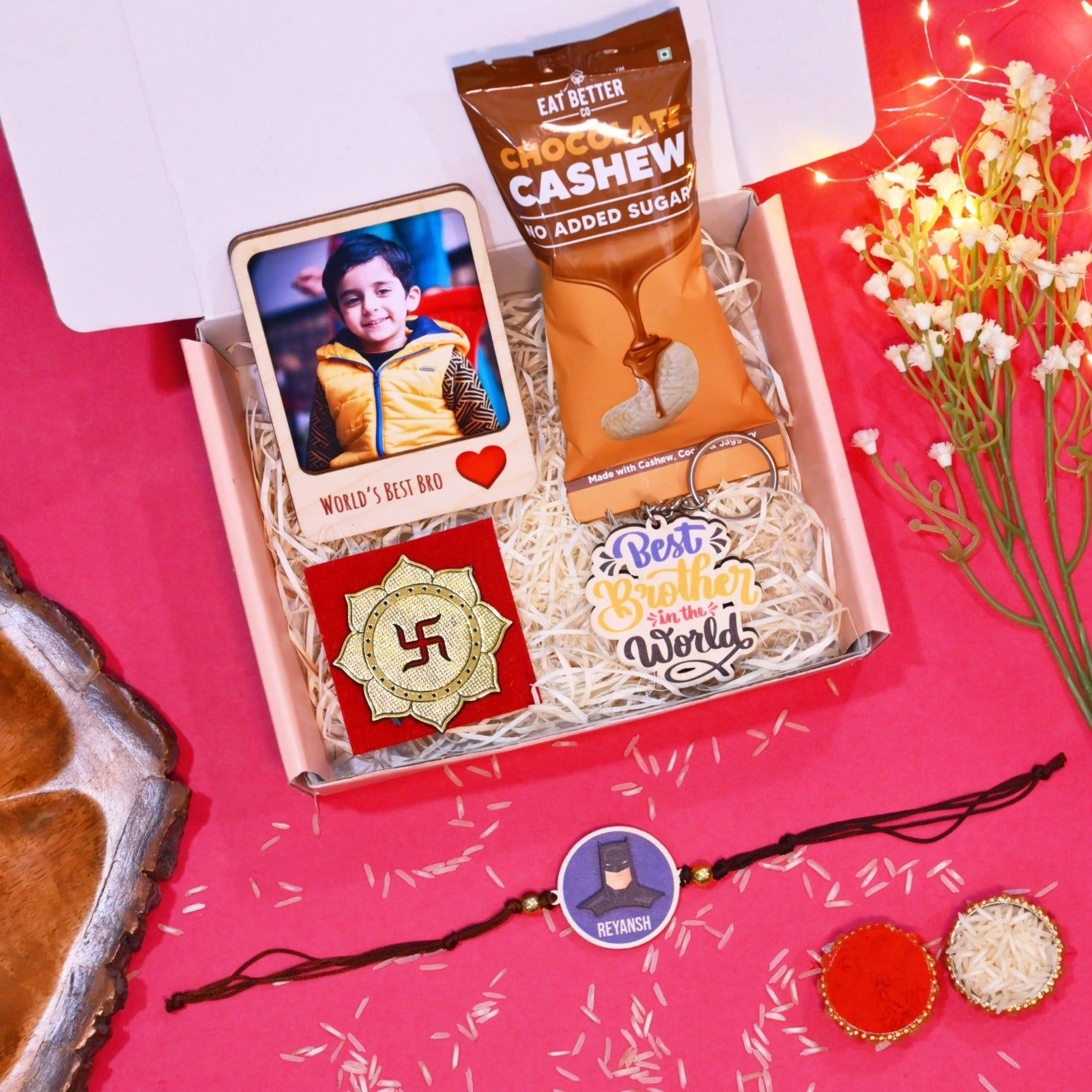 Personalised  Batman Name Rakhi Hamper