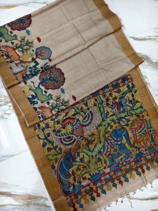 Kalahasti Kalamkari on Tusar Style 2-Tussar