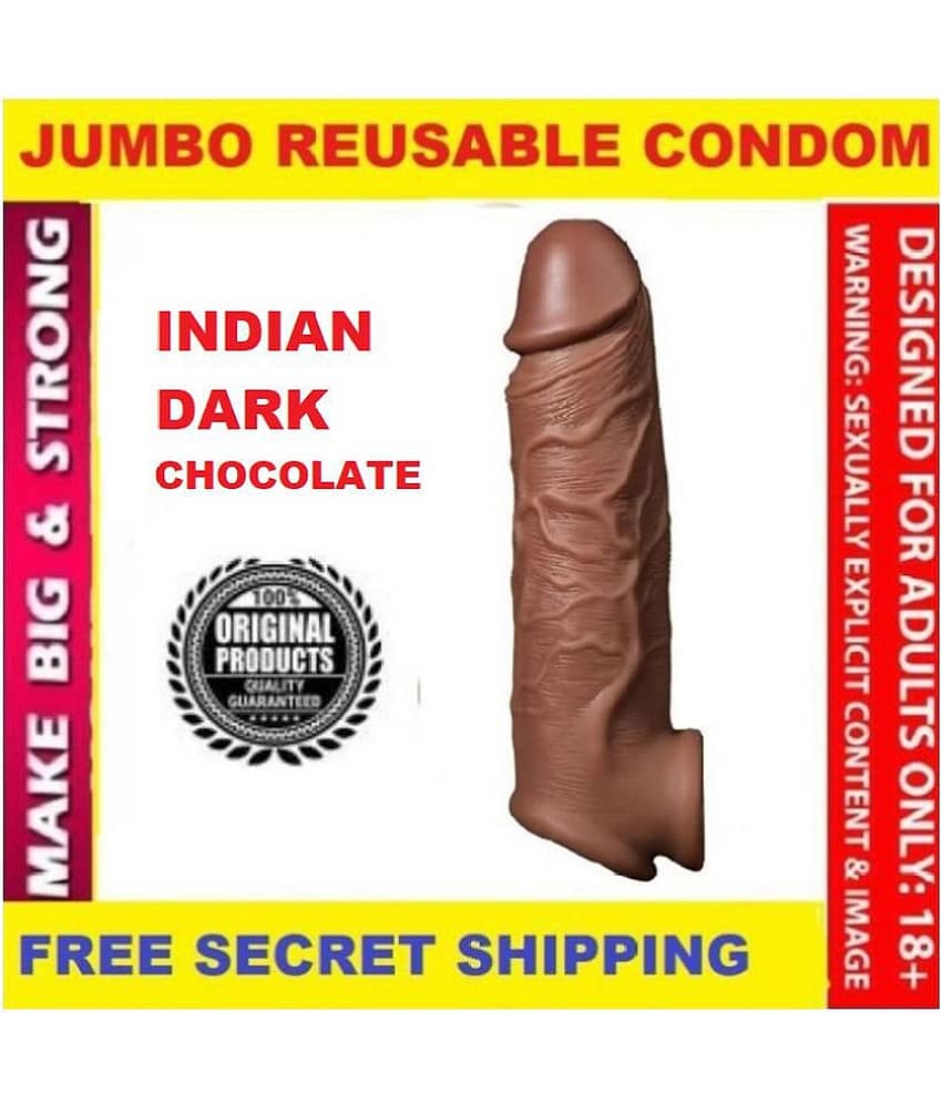Double Hole Indian Dark Chocolate 6.5 Inch Flexible Penis Extender Sleeve BY-SEXTANTRA