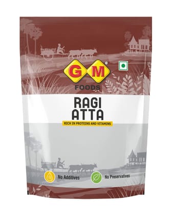 GM Foods Ragi Atta 500g (Pack of 4) | Stone Ground Finger Millet Flour | High in Calcium, Iron & Fiber | Easy Knead, Crack-Free & Soft Rotis | For Healthy Indian Meals | No Preservative