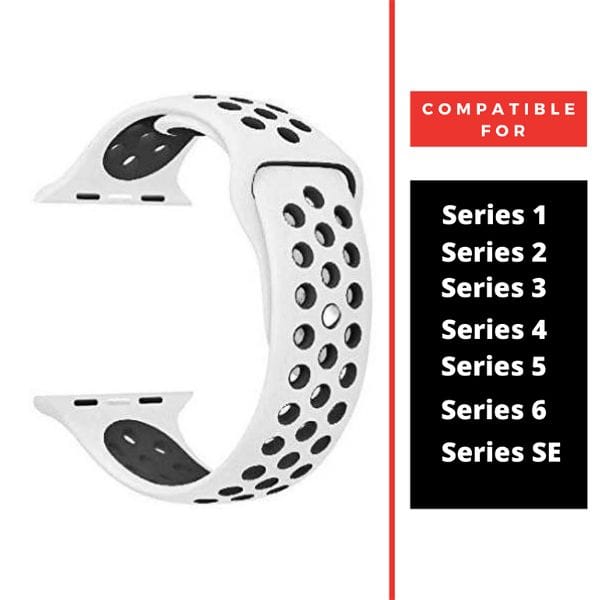 White Black Dotted Silicone Strap For Apple Watch Series Ultra 2 (42mm/44mm/45mm/46mm/49mm)