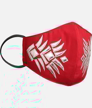 Anekaant - Red Cotton Mask ( Pack of 1 )