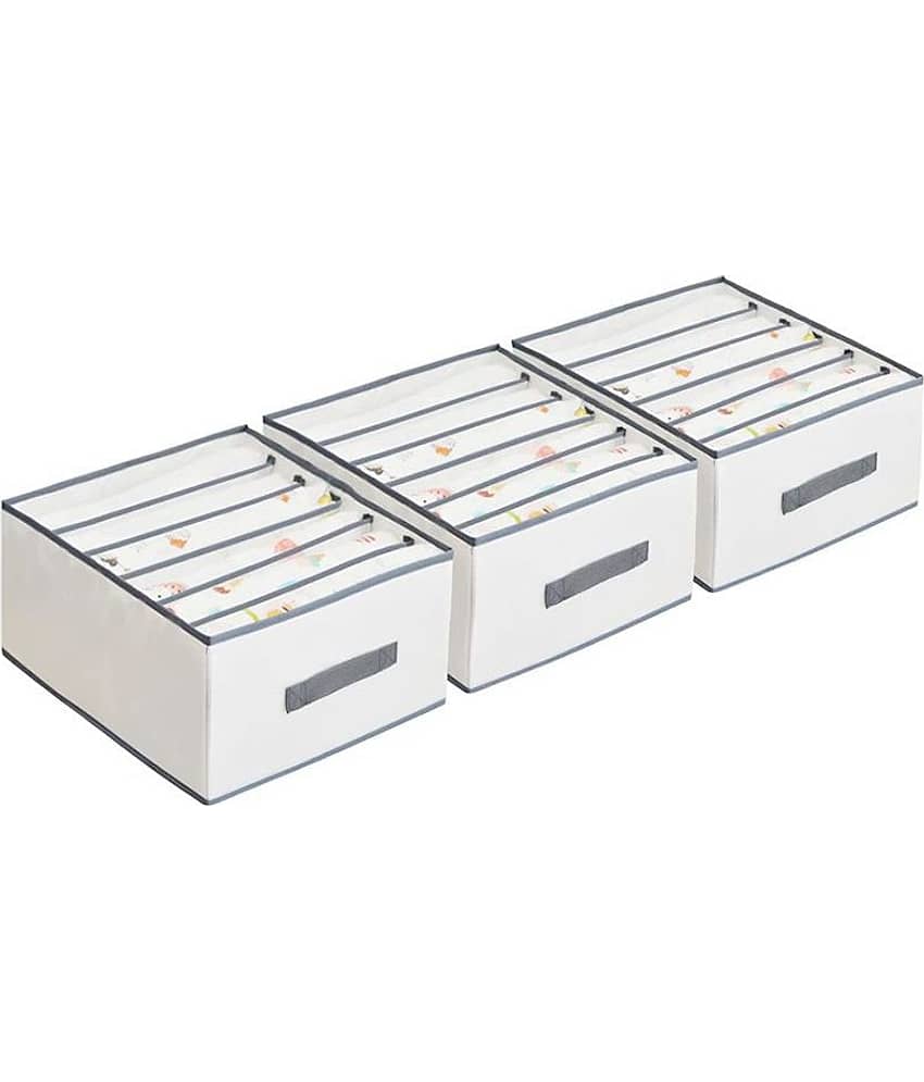 Non-Woven 7 Compartments Foldable Wardrobe Storage Organisers ( Pack of 3 )