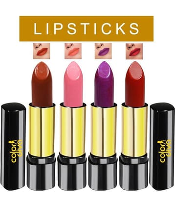Color Diva Lipstick Red, Brown,Purple, Pink Pack of 4 5 g