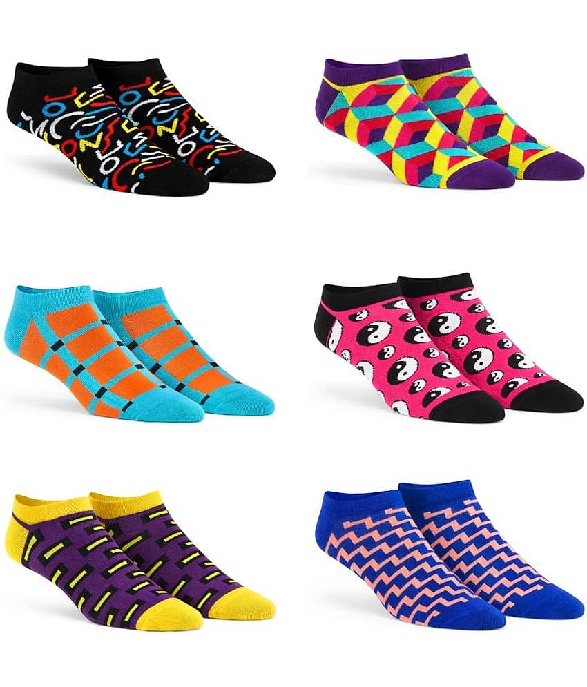 Dynamocks Cotton Blend Men's Printed Multicolor Low Cut Socks ( Pack of 6 )