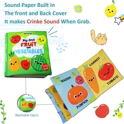 Baby My First Cloth Book Fruit and Vegetables with Squeaker and Crinkle Paper, Non-Toxic Early Educational Book for Toddlers, Infants Age 0 -3 Years [Unknown Binding] [Apr 04, 2023]