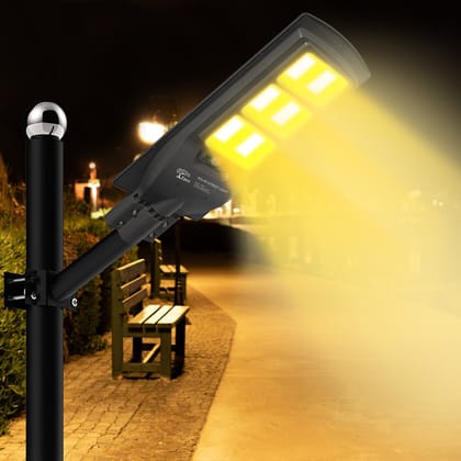 90 Watt Solar Grey Street Warm Lights With Motion Sensor (With Pole)-With Pole