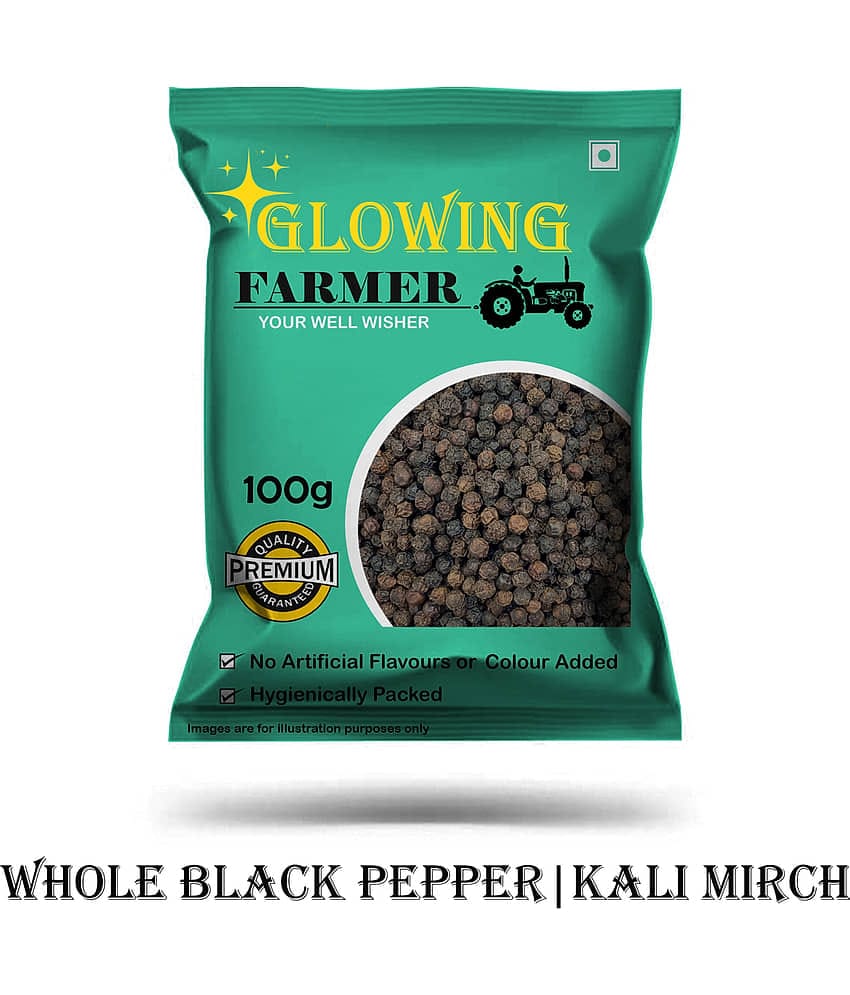GLOWING FARMER Black Pepper Whole | Kali Mirch Sabut | Peppercorns 100 gm