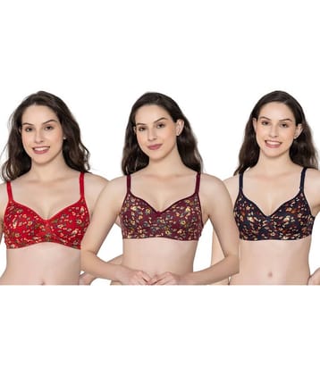 Funahme Pack of 3 Cotton Lightly Padded T-Shirt Bra For Women ( Multicolor15 )