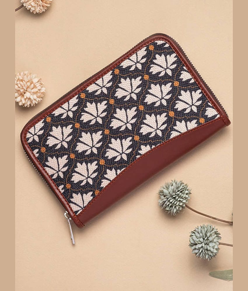 Zouk - Jute Black Women's Zip Around Wallet ( Pack of 1 )