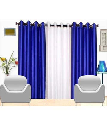 N2C Home Solid Semi-Transparent Eyelet Curtain 9 ft ( Pack of 3 ) - Multicolor