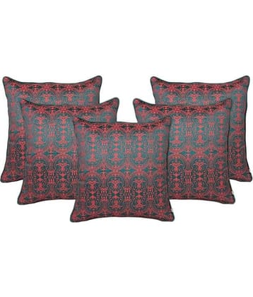 Zubix Blue & Pink Polyester Cushion Covers Set Of 5