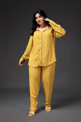 Solid Co-ord Set-Yellow-L / L / Yellow