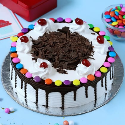 Gems On Top Black Forest Cake 1 Kg Eggless