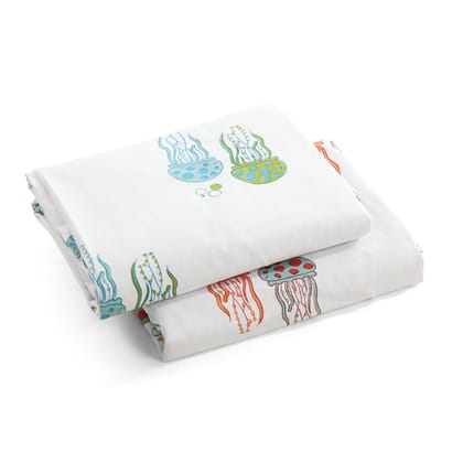 Set of 2 Baby Dohars 40x40-Green/Blue/Turquoise/Oranage/White / Mulmul / 40x40