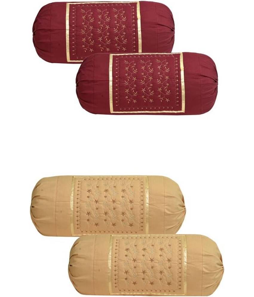 MAHALUXMI COLLECTION - Pack of 4 Microfiber Embroidered Standard Size Pillow Cover ( 81.28 cm(32) x 40.64 cm(16) ) - Multi