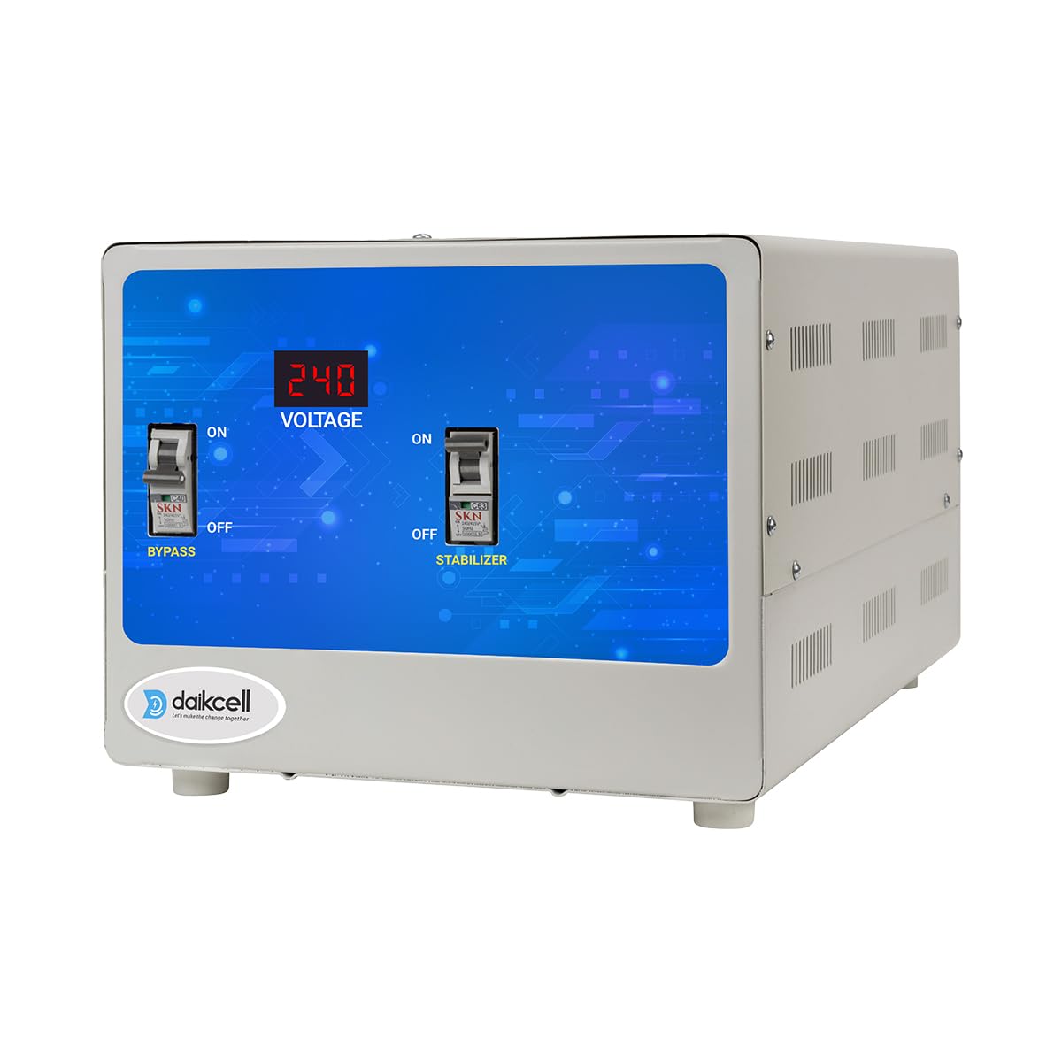 Daikcell 10 KVA Copper 90V-300V Heavy Duty Mainline Voltage Stabilizer for Home - 8000W- 5 Year Warrenty - DSR018 - Grey