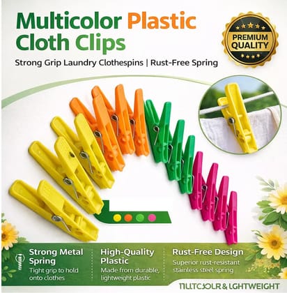 Cloth Clip with bright colors and heavy duty material pack of 36 Plastic Cloth Clips Cloth Clip with bright colors and heavy duty material pack of 36 Plastic Cloth Clips