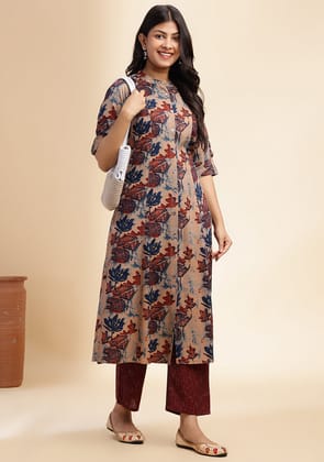Terracotta Forest A-Line Kurta-S